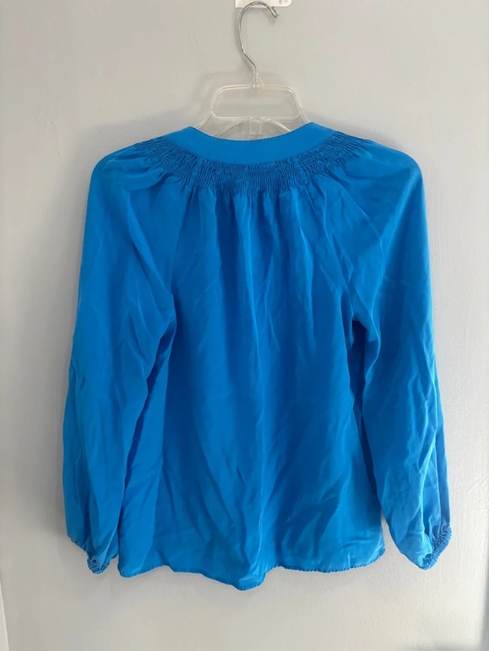 Lilly Pulitzer Elsa Silk Top Popover Smocked Gold Buttons Teal Size XS - Picture 9 of 9